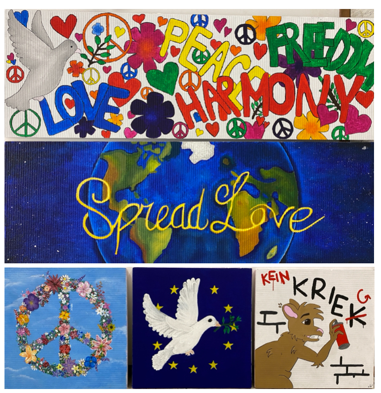 Schülerinnen und Schüler gestalten neue Motive für die Friedenswand